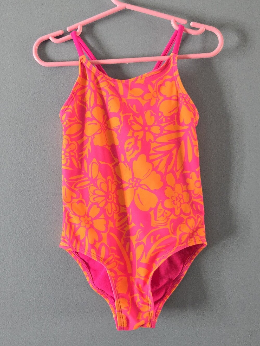 Bright Pink & Orange Floral One-Piece Swimsuit (6)